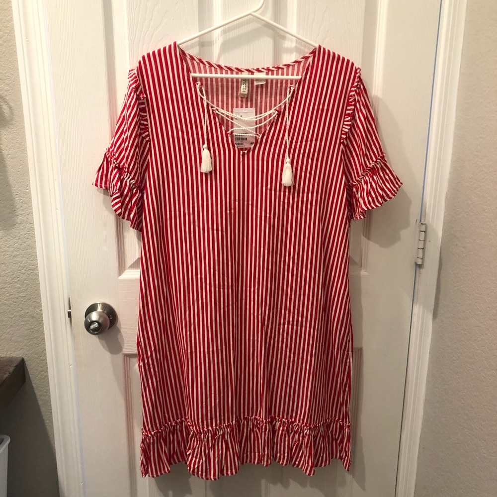 Red & White Striped Sundress